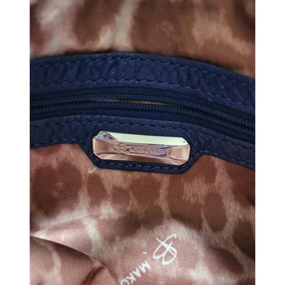 B. Makowsky Leather Bag Purse Blue Cross Body Shoulder Strap Silver Studs - Picture 9 of 16